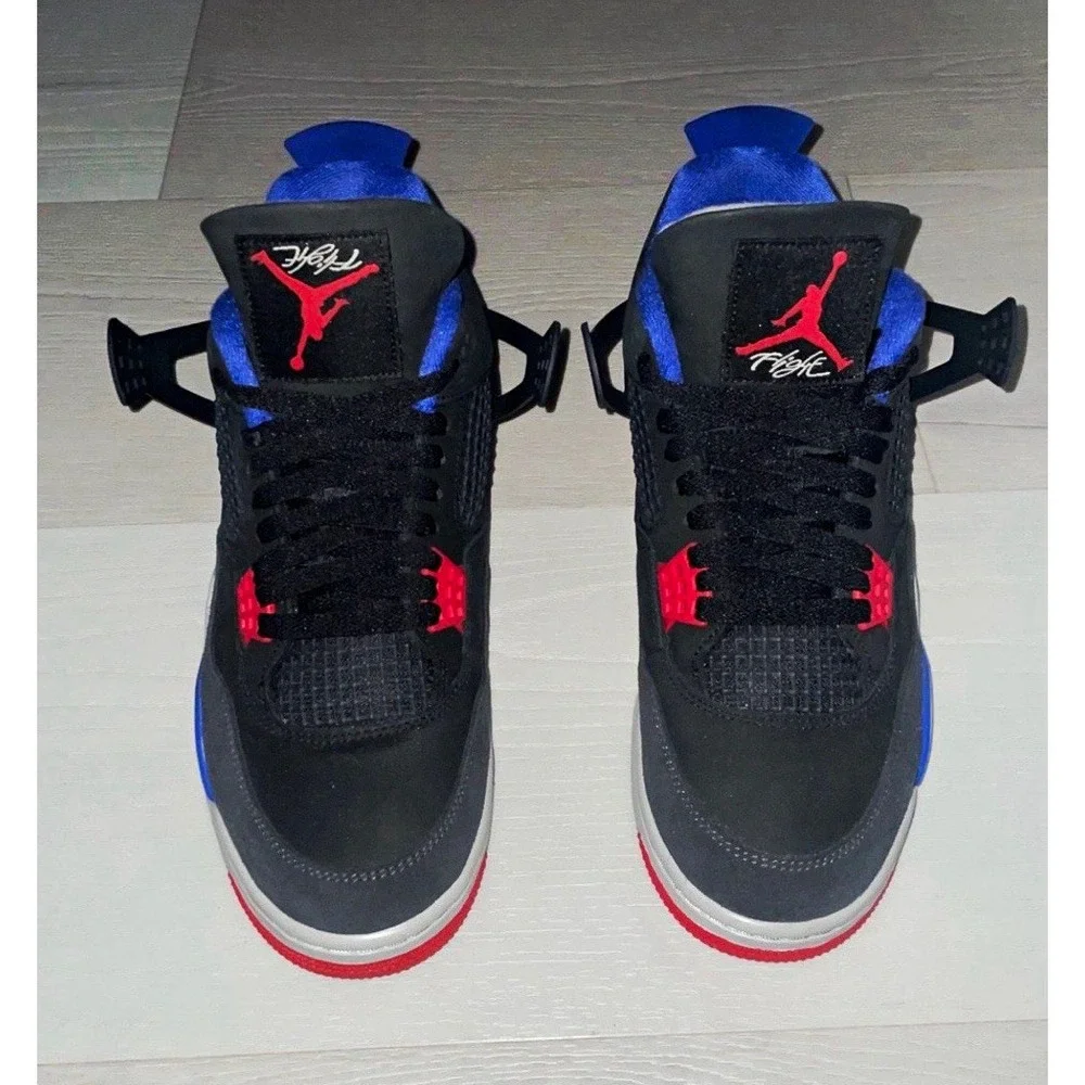 Jordan Air Jordan 4 Retro Rare Air White Lettering Men's Black/Blue/Red Sneakers